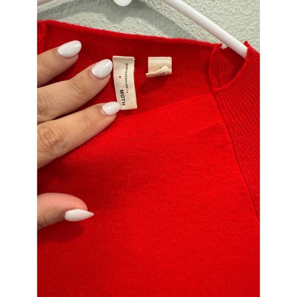 Moth Anthropology Red Anais Bell-Sleeve Pullover - Sz Small - Picture 4 of 7